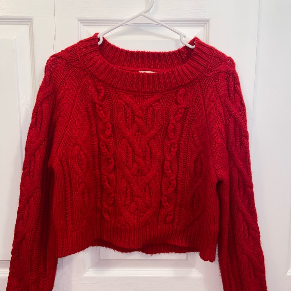Red Cable Knit Sweater